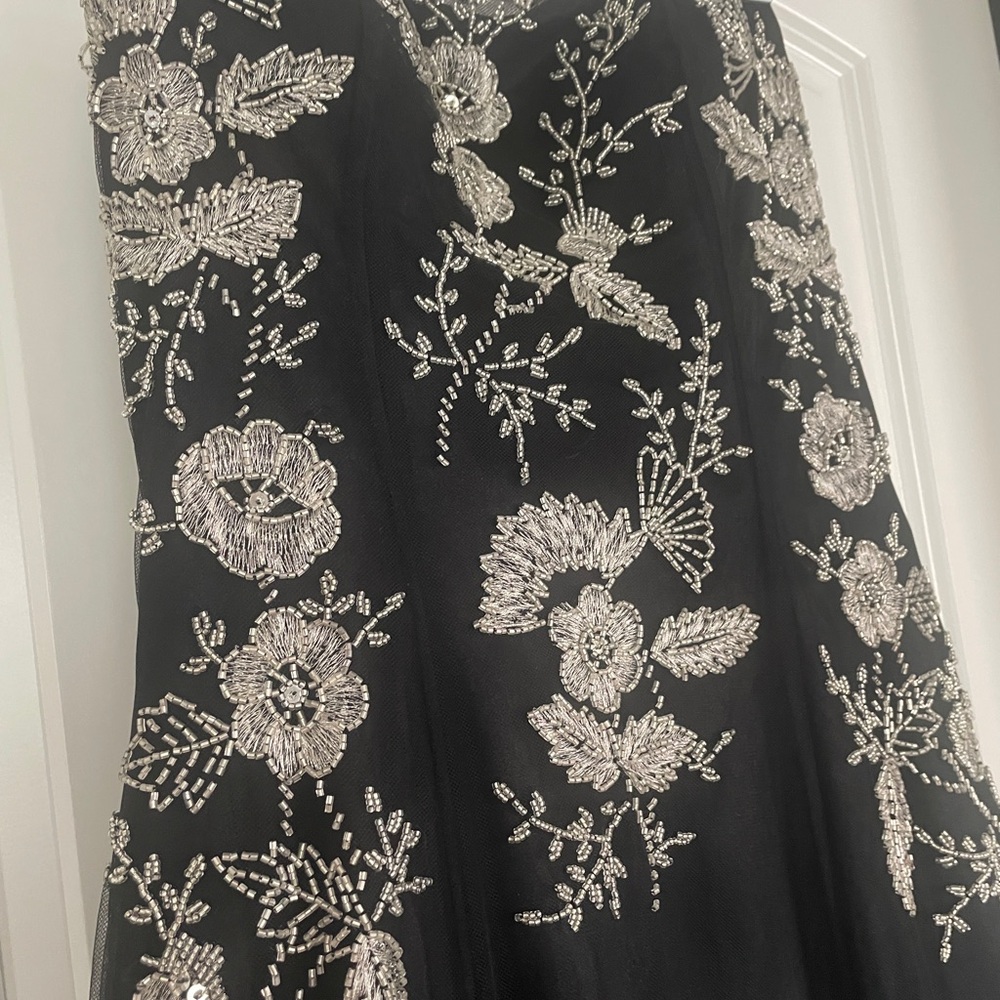 Cache Black Floral Embroidered Ballgown